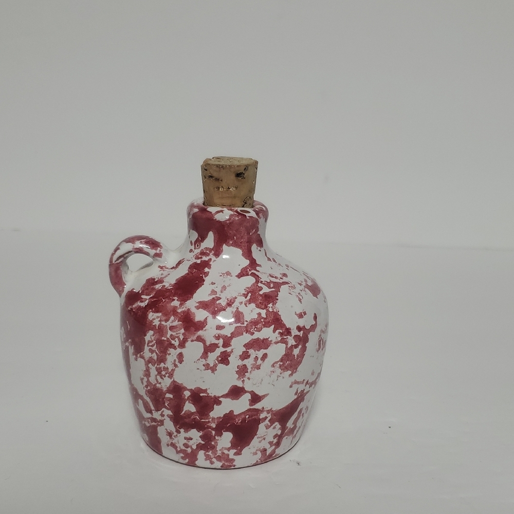 Bybee Pottery Red and White Ceramic Jug with Cork